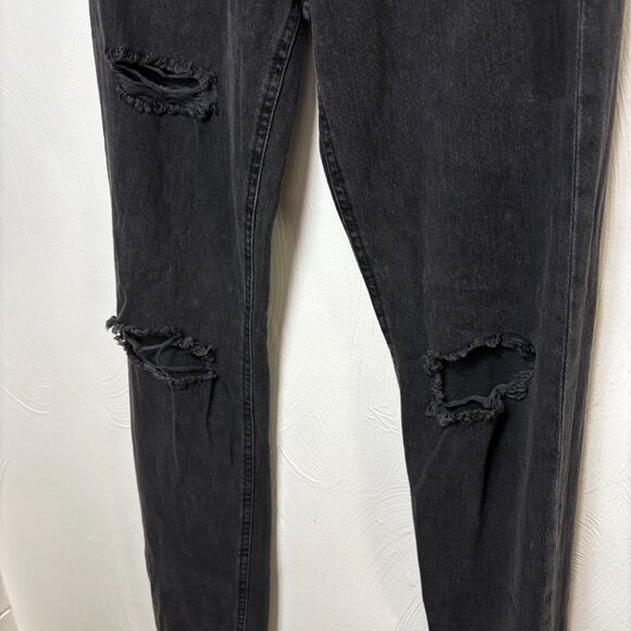 Aeropostale 90s Baggy Jeans Black Solid Dark Wash Distressed High Rise Womens 00 - Picture 3 of 7